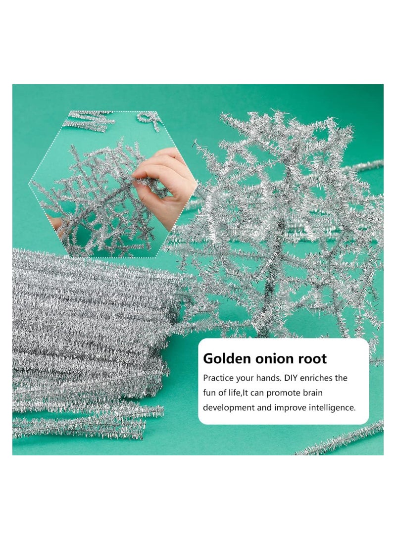 200 Pieces Pipe Cleaners Chenille Stem, Silvery Pipe Cleaners Craft, Fuzzy Sticks Craft Supplies, Colored Pipe Cleaner for Creative Handmade DIY Art Craft Project