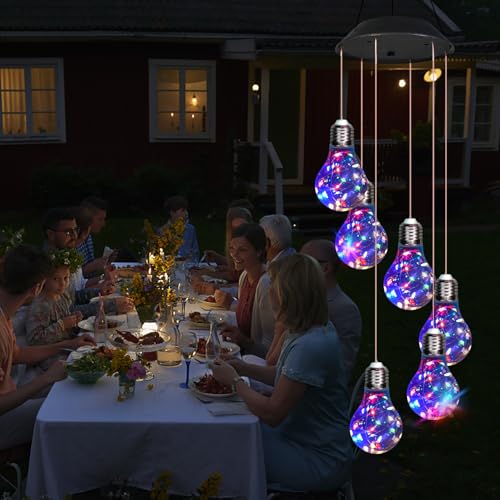 YHmall Colorful Lights Solar Wind Chimes for Outside, Hanging Lights for Women Grandma Mom Birthday, Christmas Decor for Outdoor Garden Balcony Bedroom Yard - Image 4