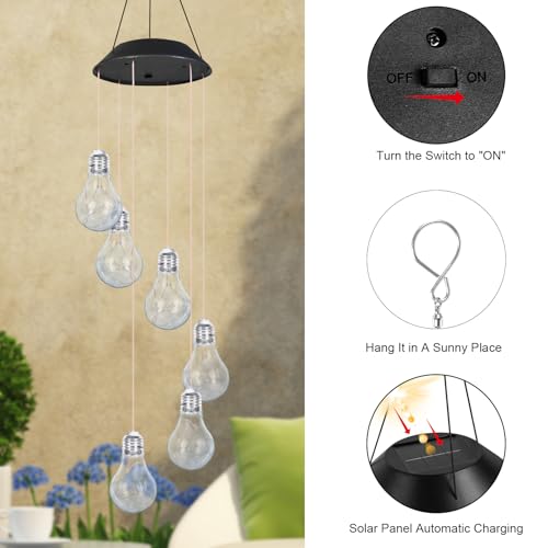 YHmall Colorful Lights Solar Wind Chimes for Outside, Hanging Lights for Women Grandma Mom Birthday, Christmas Decor for Outdoor Garden Balcony Bedroom Yard - Image 5