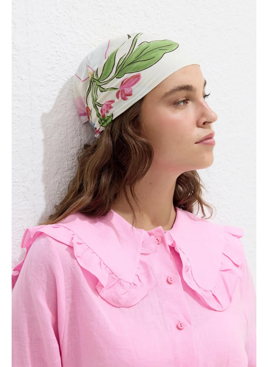 مانوكا Patterned Cotton Scarf Flowers