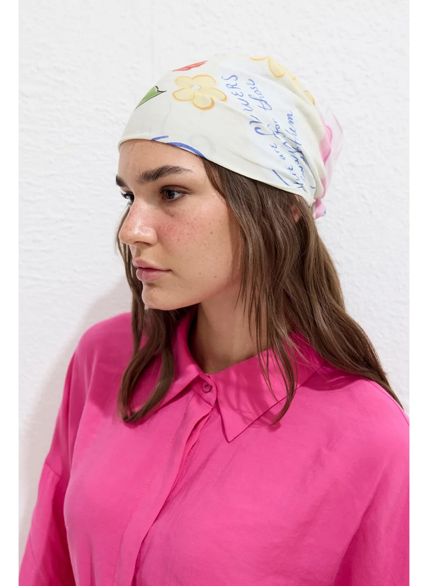مانوكا Patterned Cotton Scarf Flowers