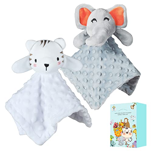 Cute Castle Security Blanket for Babies Gifts Soft Unisex Newborn Essentials for Boys and Girls Neutral Baby Stuff Snuggle Toy Baby Registry Search Shower Tiger Grey Elephant - Image 1