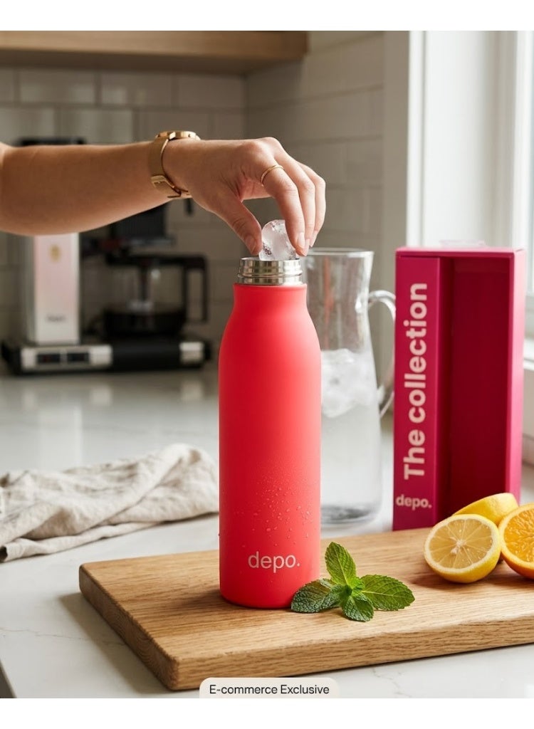 Depo Double-Wall Stainless Steel Vacuum Insulated Water Bottle (500 ml) - Hot & Cold Thermal Flask, Leak-Proof & BPA-Free Portable Water Flask for Travel, Gym, Office & Daily Use - Pink - Image 3
