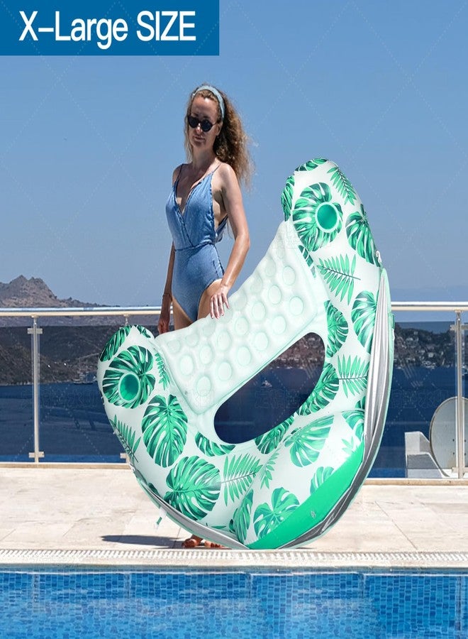 COOLCOOLDEE Pool Float with Canopy, Cup Holder - XL Pool Chair Lounge Float with Adjustable Sun Shade Cover, Drink Holder, Ergonomic Headrest,Inflatable Pool Float for Adults（Green） - Image 5