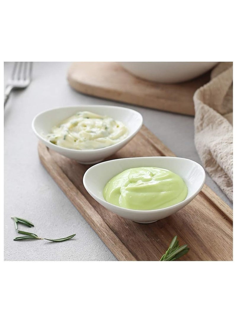 أوعية غمس بيضاء أوعية تقديم للأطباق الجانبية على شكل قارب من البورسلين مجموعة من 8 قطع - Image 4