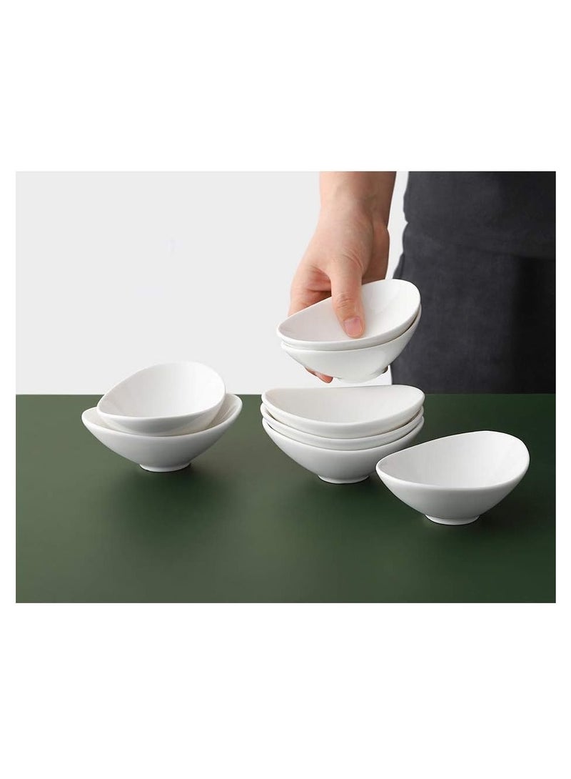 أوعية غمس بيضاء أوعية تقديم للأطباق الجانبية على شكل قارب من البورسلين مجموعة من 8 قطع - Image 5