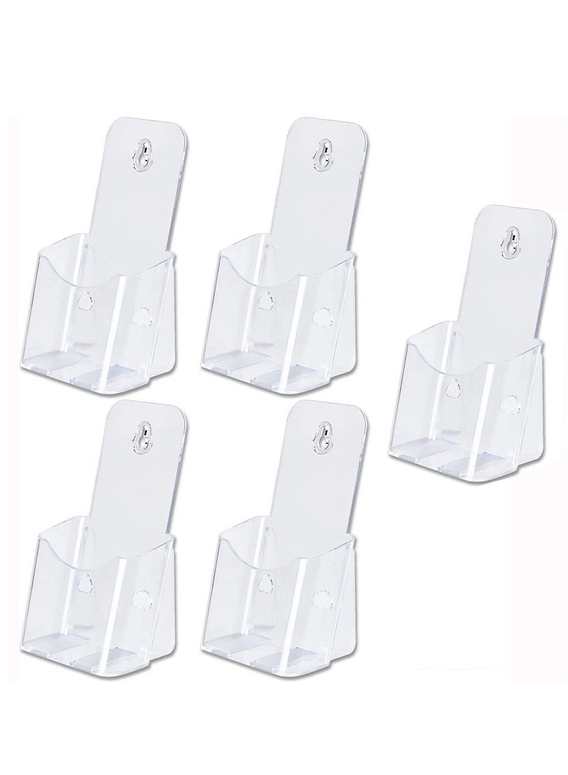 5Pieces Acrylic Brochure Holder Stand Pamphlet Holder 4 Inch Clear Literature Holder Plastic Flyer Display Stand for Vendors, Trifold, Brochure, Menu, Magazine, Pamphlet, Booklets