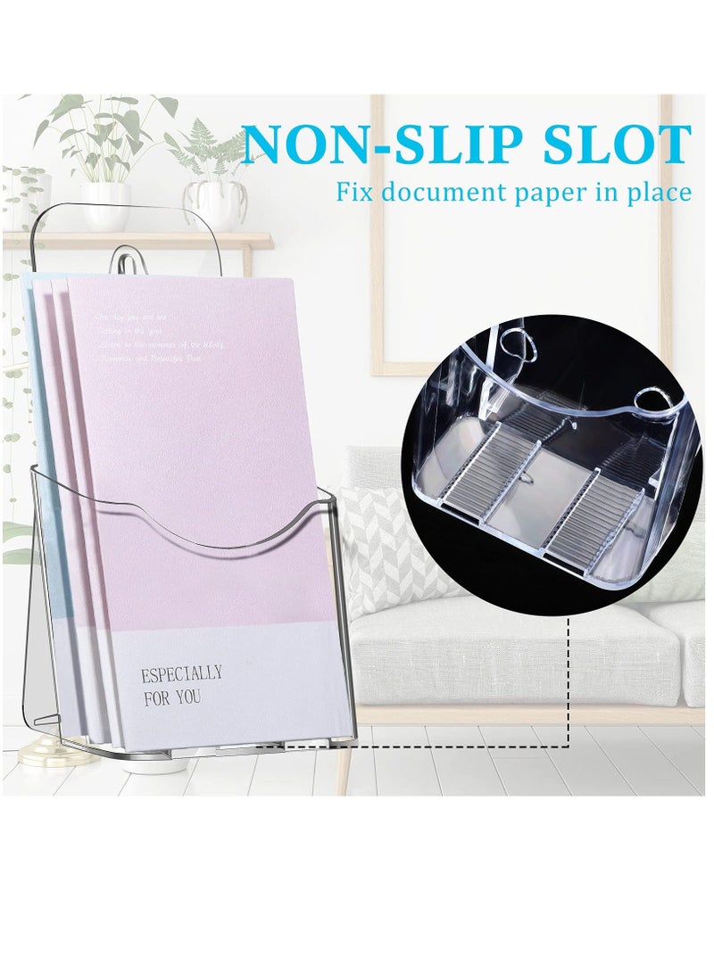 5Pieces Acrylic Brochure Holder Stand Pamphlet Holder 4 Inch Clear Literature Holder Plastic Flyer Display Stand for Vendors, Trifold, Brochure, Menu, Magazine, Pamphlet, Booklets