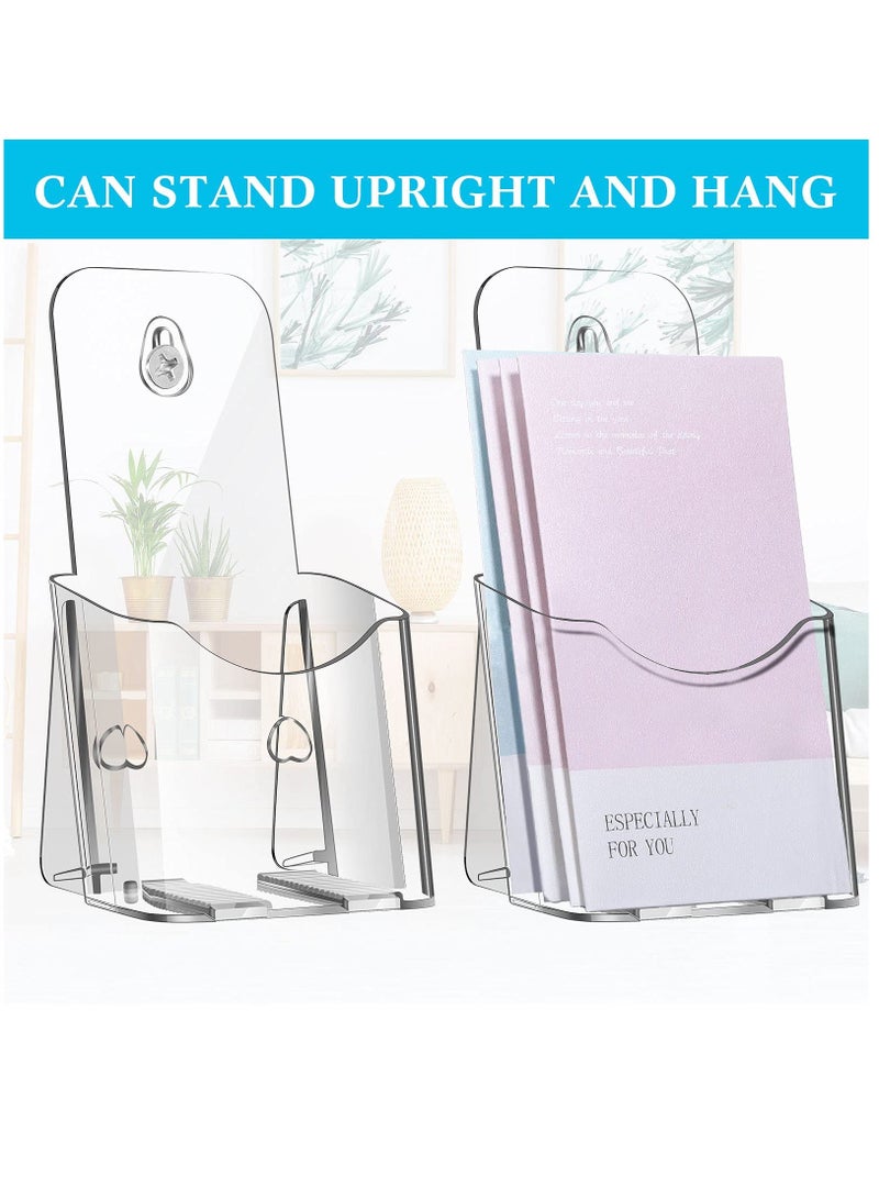 5Pieces Acrylic Brochure Holder Stand Pamphlet Holder 4 Inch Clear Literature Holder Plastic Flyer Display Stand for Vendors, Trifold, Brochure, Menu, Magazine, Pamphlet, Booklets