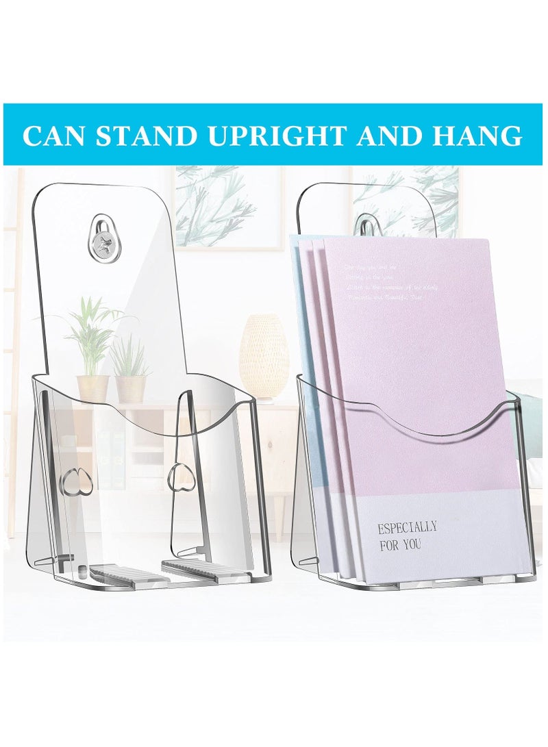 5Pieces Acrylic Brochure Holder Stand Pamphlet Holder 4 Inch Clear Literature Holder Plastic Flyer Display Stand for Vendors, Trifold, Brochure, Menu, Magazine, Pamphlet, Booklets
