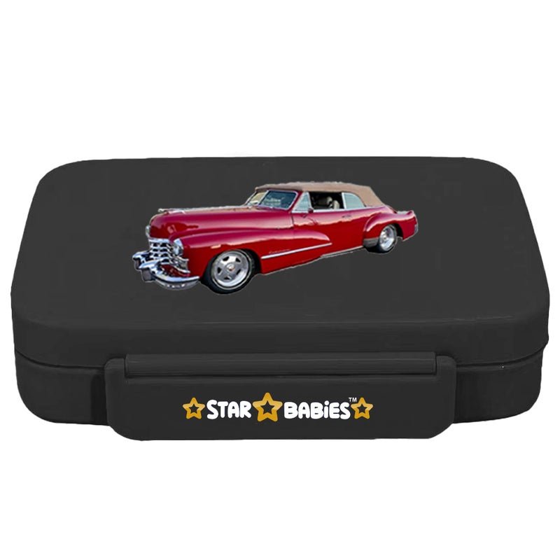 Star Babies - Bento Lunch Box With 4 Compartments - Retro Car - Black - Image 1