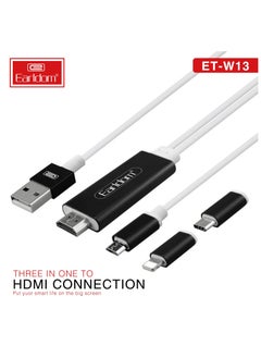 Earldom 3 in 1 HDMI Cable HDTV Adapter AV Cable for Lightning/Micro USB/Type C to HDMI 1080P For iPhone Android Phones  - Image 3