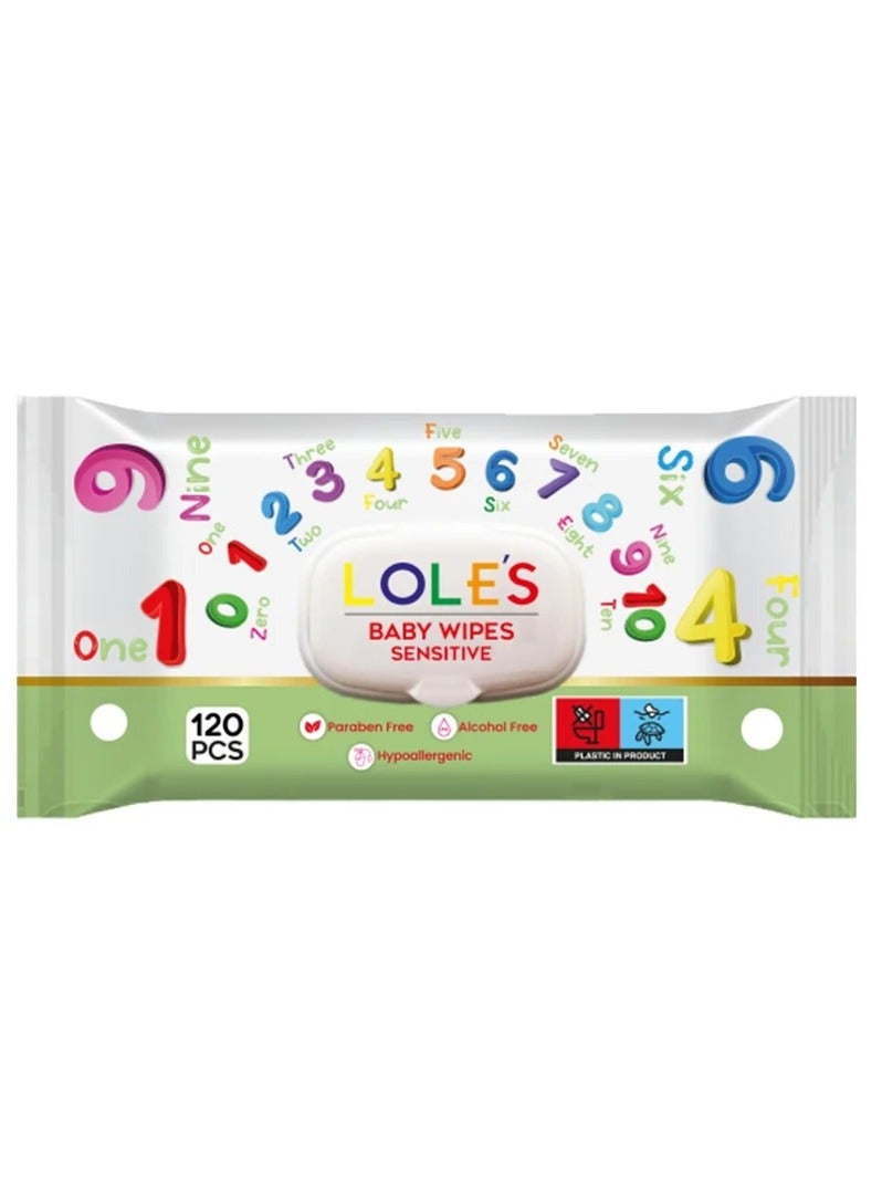 Lole's Baby Cleaning Sensitive Wet Wipes, Pack of 1 x 120 Wipes - Image 1