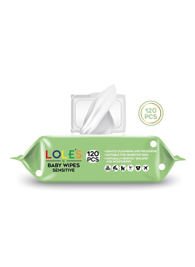 Lole's Baby Cleaning Sensitive Wet Wipes, Pack of 1 x 120 Wipes - Image 2