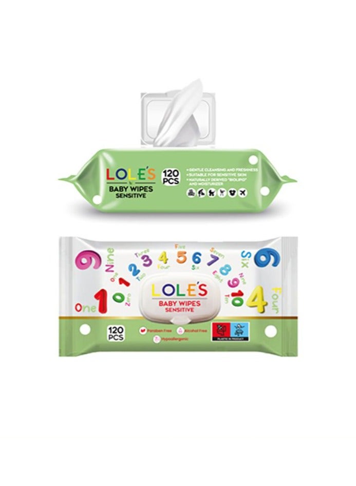 Lole's Baby Cleaning Sensitive Wet Wipes, Pack of 1 x 120 Wipes - Image 3