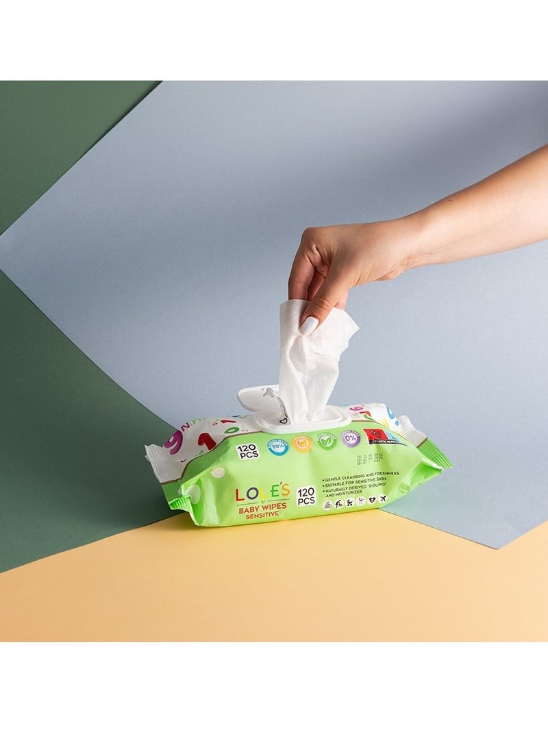 Lole's Baby Cleaning Sensitive Wet Wipes, Pack of 1 x 120 Wipes - Image 4