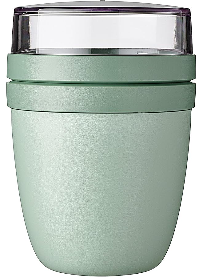 ميبال وعاء غداء عملي Ellipse مع كوب زبادي وكوب موسلي، مقصورات منفصلة للزبادي والموسلي، مناسب للمجمد والميكروويف وغسالة الأطباق، 500 مل + 200 مل من Nordic Sage - Image 1