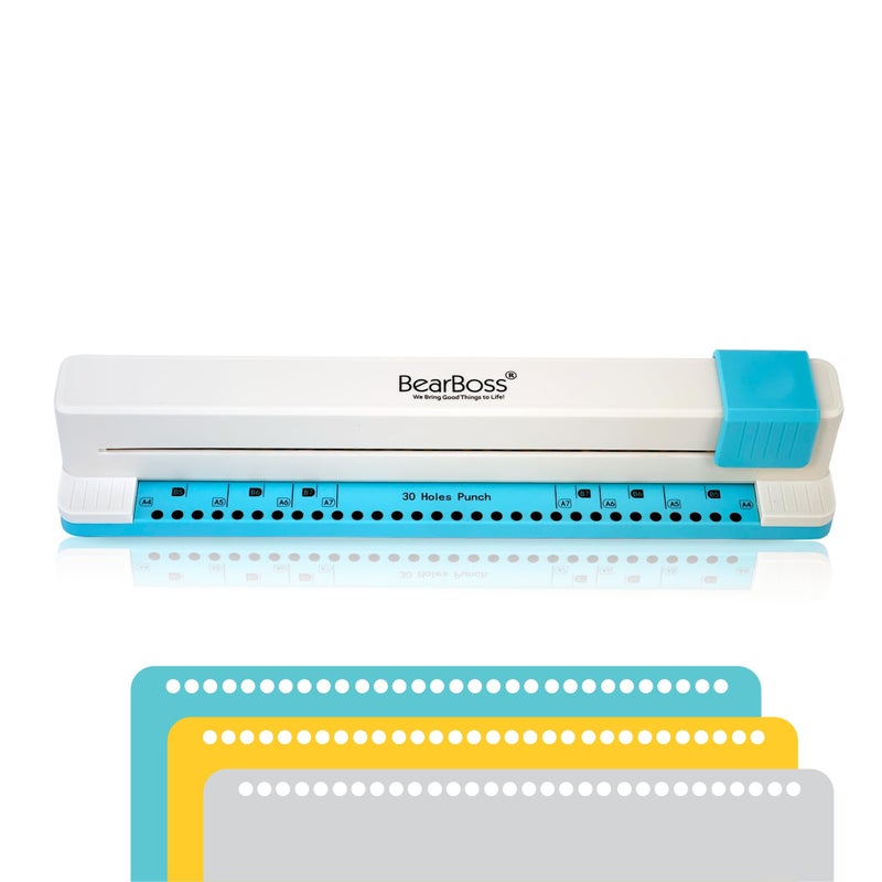 Bearboss 30 Hole Paper Punch, Planner Hole Punch, Adjustable Hole Puncher for Discbound Notebooks & Journaling Supplies - Image 1
