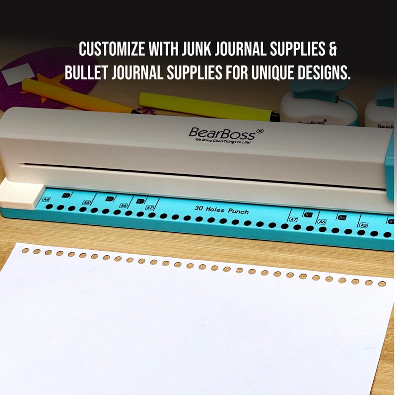 Bearboss 30 Hole Paper Punch, Planner Hole Punch, Adjustable Hole Puncher for Discbound Notebooks & Journaling Supplies - Image 5