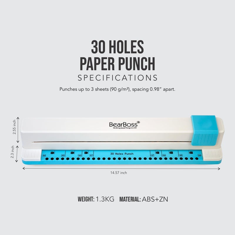 Bearboss 30 Hole Paper Punch, Planner Hole Punch, Adjustable Hole Puncher for Discbound Notebooks & Journaling Supplies - Image 4