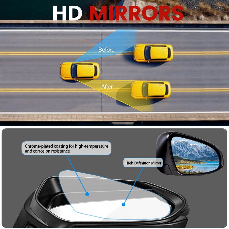 Hoiedt مرآة جانبية للركاب متوافقة مع تويوتا كورولا 2009-2013 5 دبابيس مع زجاج كهربائي مدفأ قابلة للطي يدويًا مرآة جانبية سوداء الجانب الأيمن استبدال TO1321247 - Image 4