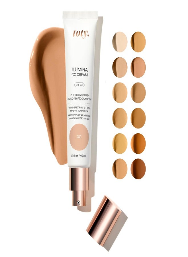 toty. Toty by Sofia Vergara - lumina CC Cream SPF 50+, 100% Mineral Color Correcting Cream - Medium Coverage Foundation & Broad Spectrum Sunscreen for Face - Non Comedogenic - 3C PEBBLE BEIGE - Image 1