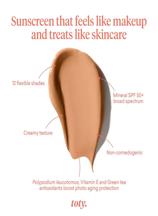 toty. Toty by Sofia Vergara - lumina CC Cream SPF 50+, 100% Mineral Color Correcting Cream - Medium Coverage Foundation & Broad Spectrum Sunscreen for Face - Non Comedogenic - 3C PEBBLE BEIGE - Image 2
