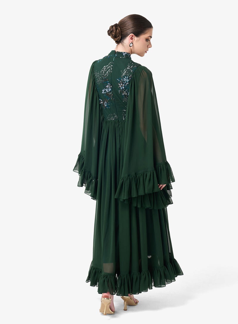 Threadz by Ajooni Lace Detail Tiered Maxi Dress - Image 2