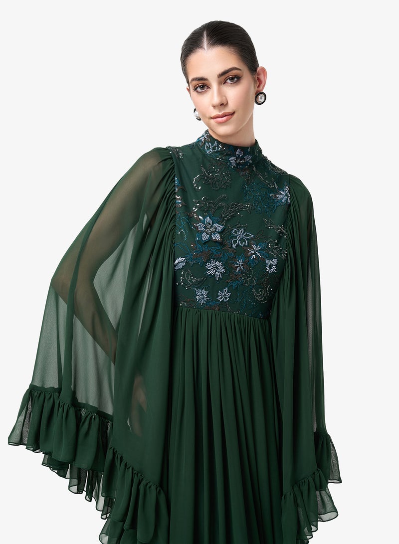 Threadz by Ajooni Lace Detail Tiered Maxi Dress - Image 3