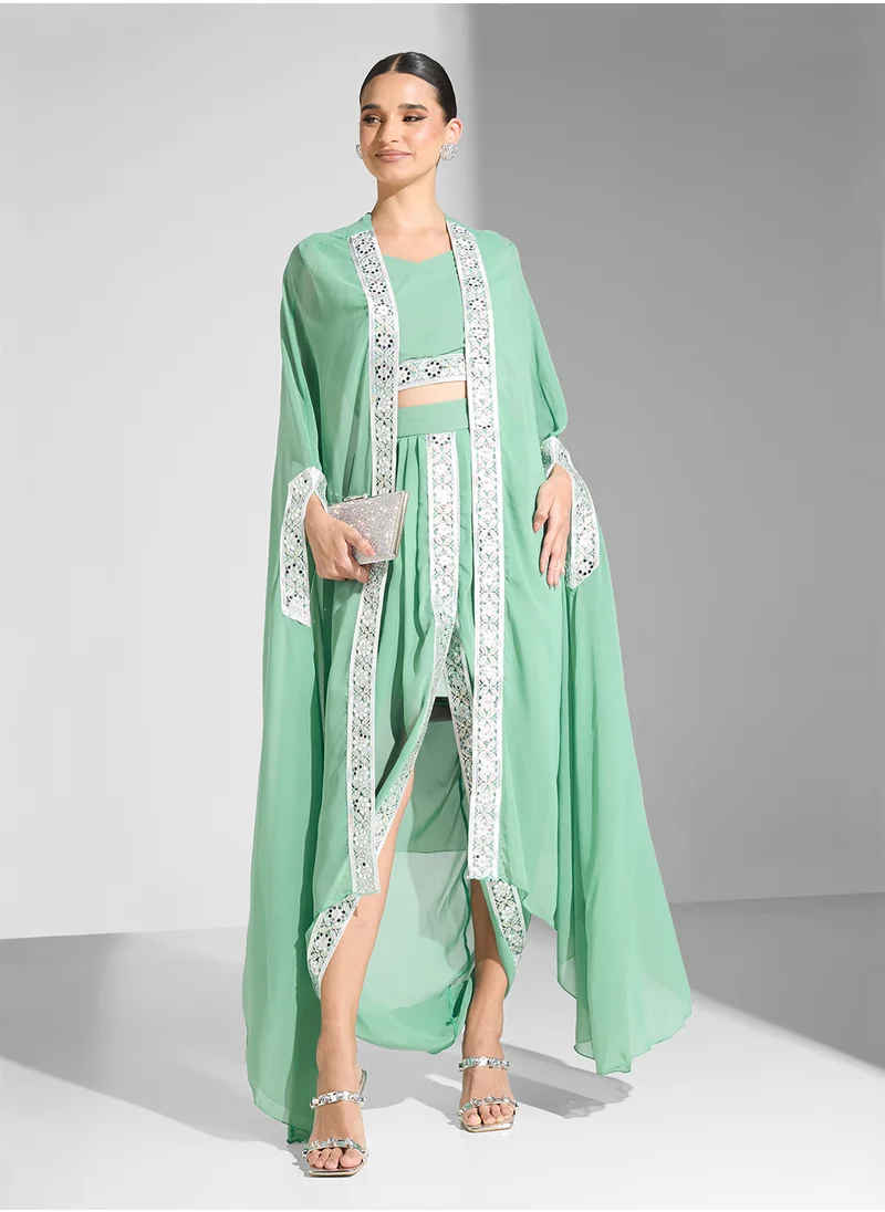 Golden Apple 3PCS Set Long Sleeves Skirts & Top