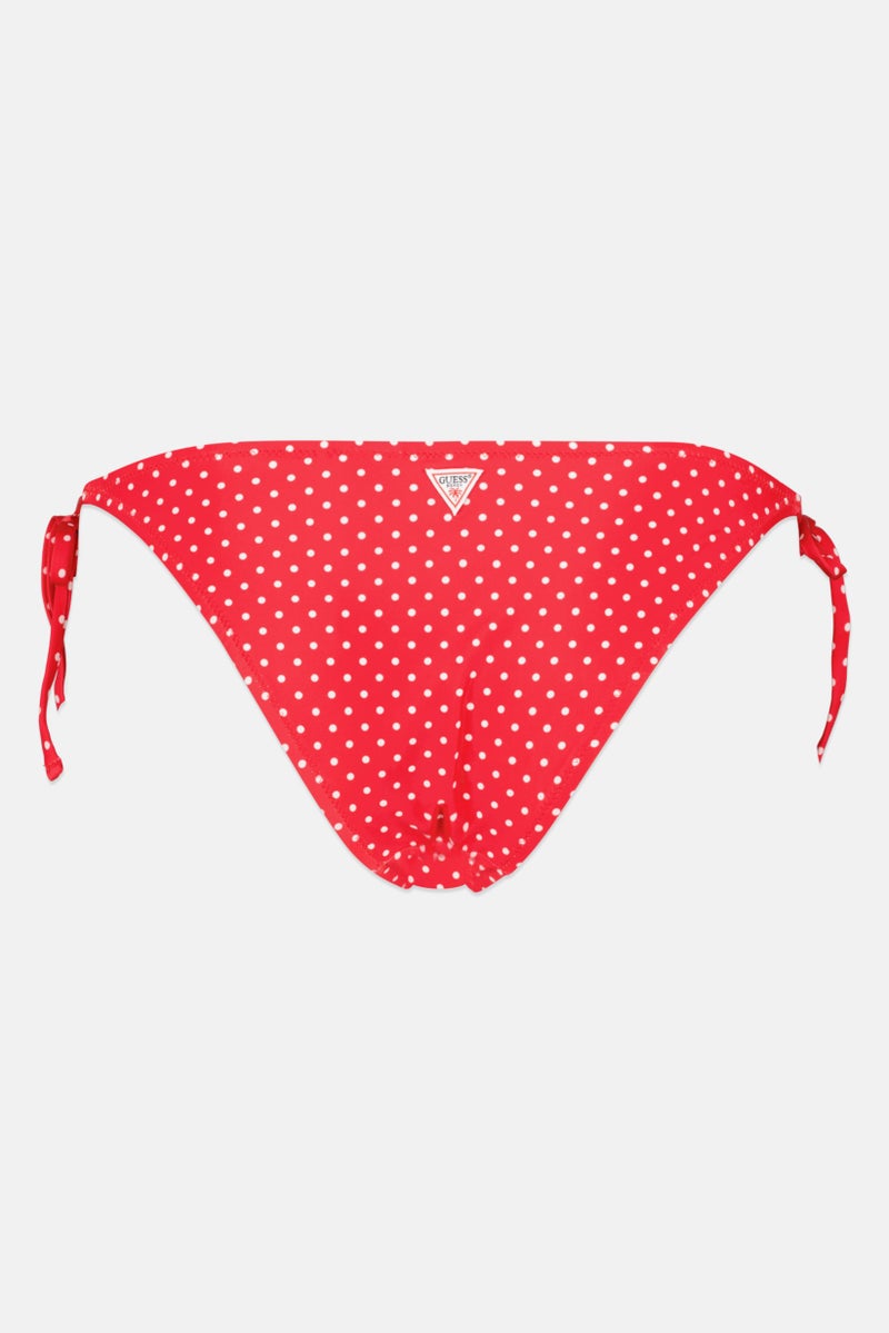 GUESS Women Micro Dots Side Tie Bikini Bottom, Red  - Image 2