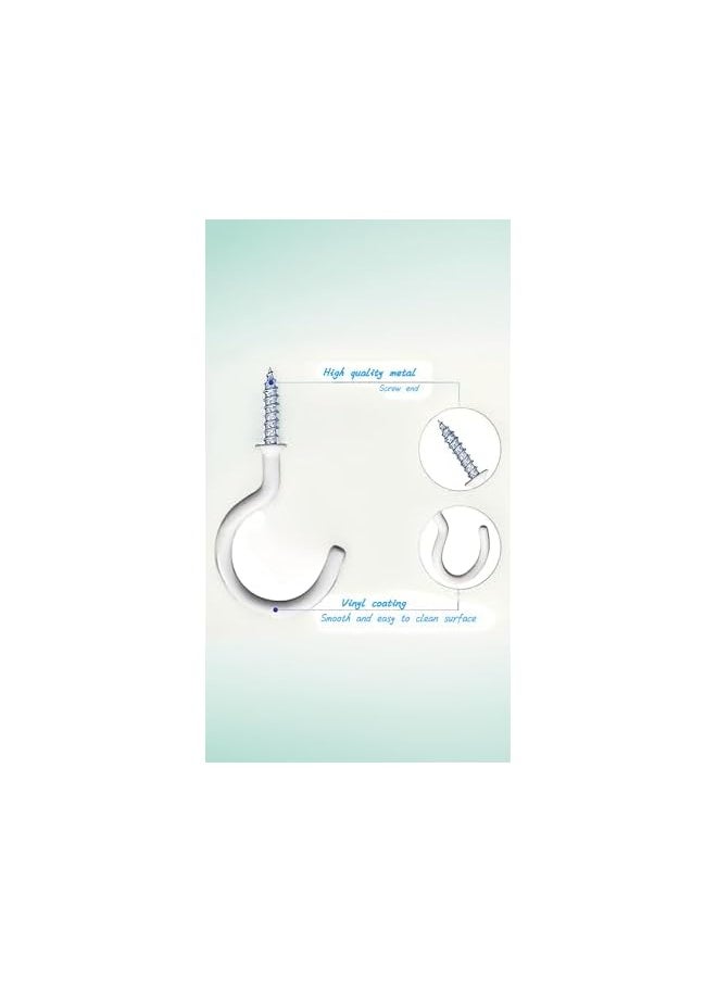 PROMASS - promass 12 Pack Vinyl Coated Ceiling Hooks - Multi-Function Screw-in Mug Hooks for Kitchen and Outdoors - White, 1-1/4 Inch, Space-Saving Organization Solution - Image 1