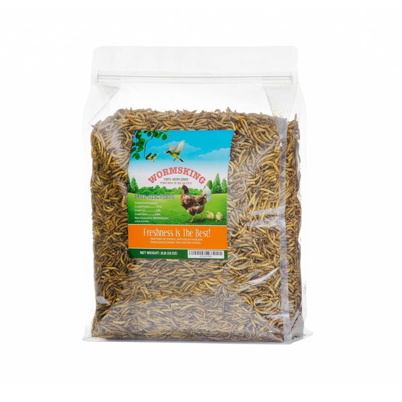 WORMSKING 2LB Dried Mealworms for Poultry, Wild Birds,Tasty Bird Food - Image 1