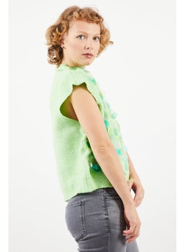 Reserved Women V-Neck Knitted Vest, Green  - Image 3