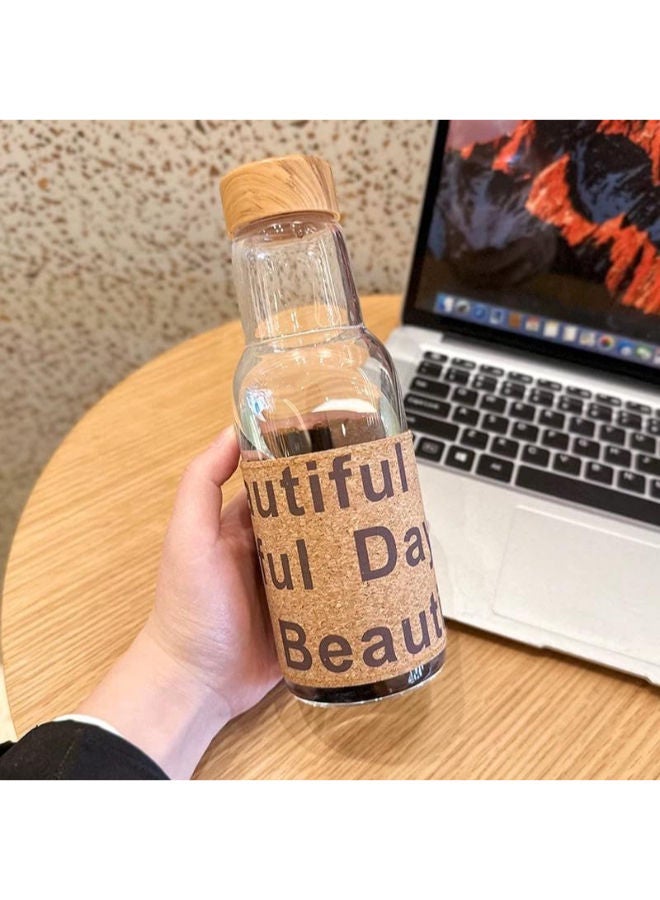 Beautiful Day Heat Resistant Glass Water Bottle - Portable Stylish Design 450ml Capacity - Perfect for Car, Office, and Daily Commute - Image 1
