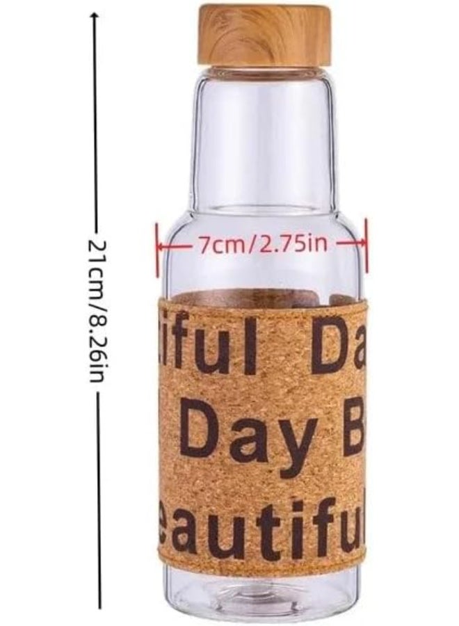 زجاجة مياه زجاجية مقاومة للحرارة – تصميم أنيق محمول بسعة 450 مل – مثالية للسيارة والمكتب والتنقل اليومي كود 5187 - Image 5