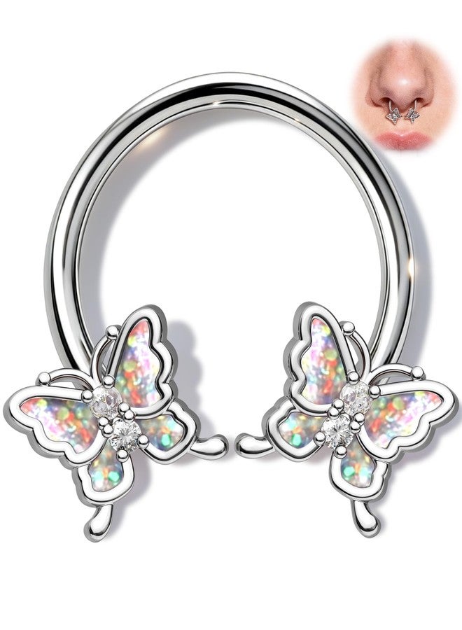 Melighting 16G Butterfly Septum Ring, 10 mm Daith Piercing Jewelry Stainless Steel 316L, Cartilage Helix Earring, Septum Clicker For Women - Image 1