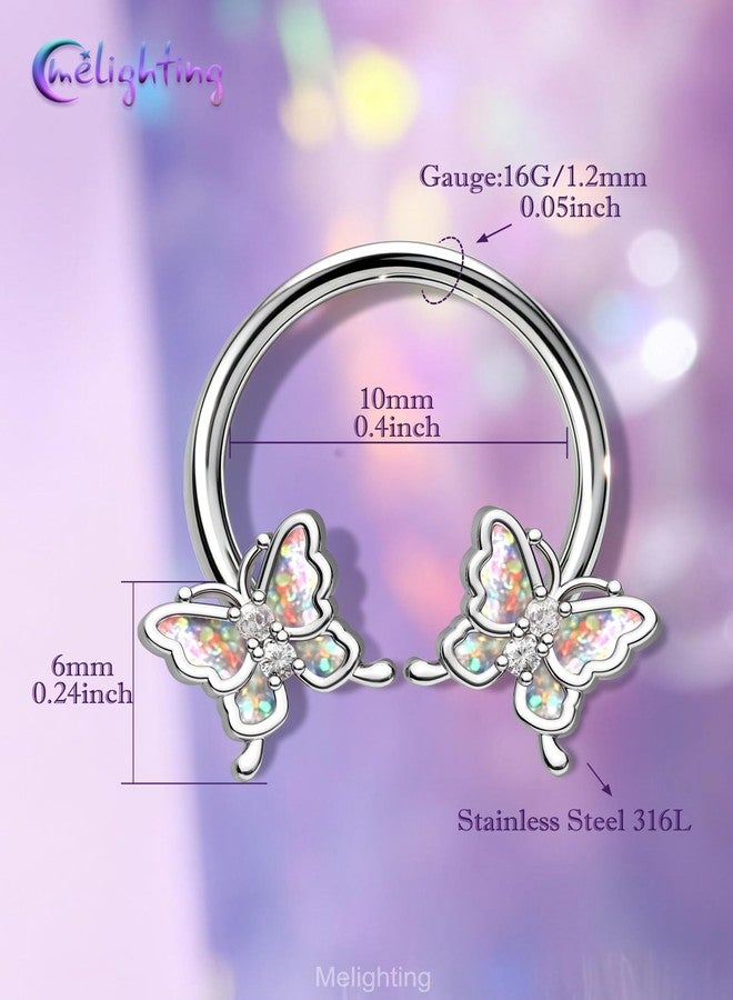 Melighting 16G Butterfly Septum Ring, 10 mm Daith Piercing Jewelry Stainless Steel 316L, Cartilage Helix Earring, Septum Clicker For Women - Image 4