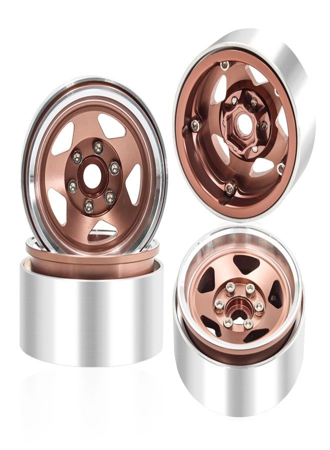 عجلات Gueiddi 1.9 Beadlock، 4 قطع من جنوط الألومنيوم RC مع إزاحة موجبة 12 مم سداسي لسيارات الزحف RC بمقياس 1/10 Axial SCX10 II III 90046 AXI03007 Traxxas TRX4 TRX6 Redcat Gen8 (خمسة موديلات - بني) - Image 1