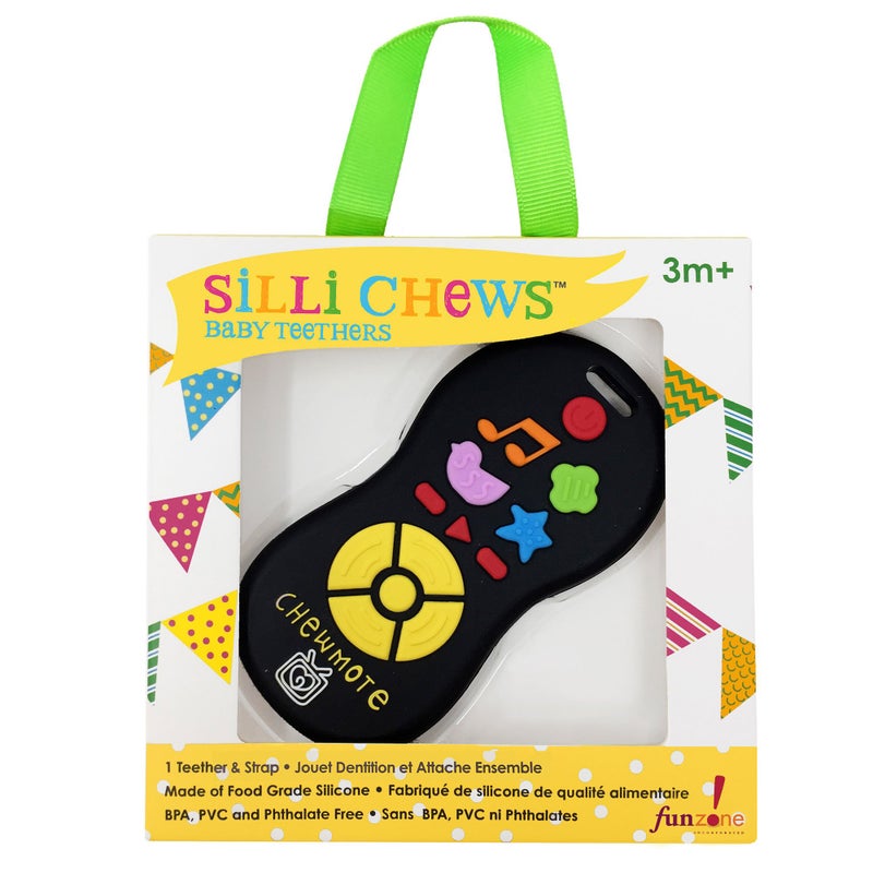 Silli Chews Baby Remote Control Teething Toy | Realistic Remote Teether for Baby | Unisex Fake Pretend Play TV Controller Toddler Chewmote Funny Remote Shape Teether Infant Silicone Teething Toy Black - Image 4