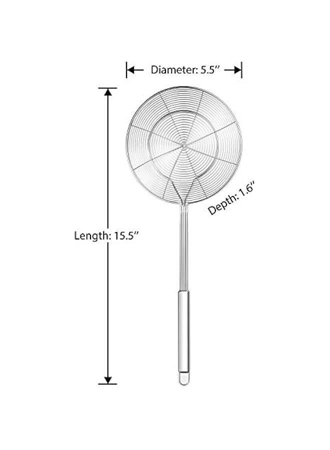 Hiware Solid Stainless Steel Spider Strainer Skimmer Ladle for Cooking and Frying, Kitchen Utensils Wire Strainer Pasta Strainer Spoon, 5.4 Inch - Image 2