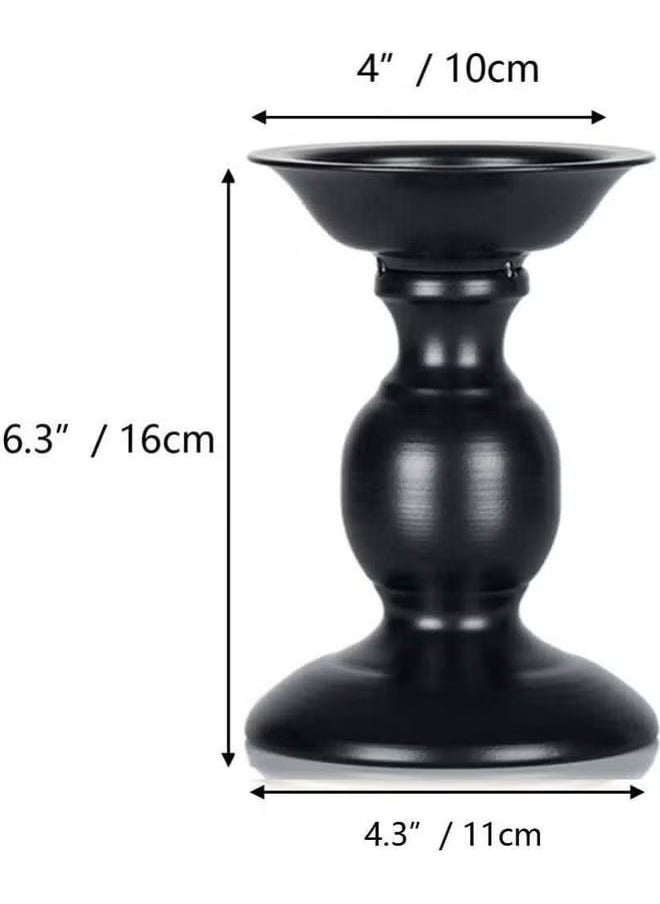 بيوينتي 2 قطعة من العمود الحديدي حامل الشموع الأسود 16x11 سم  - Image 2