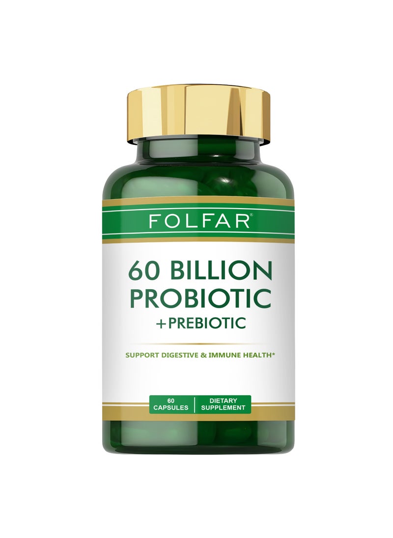 Folfar 60 Billion Probiotic Cfu with Prebiotic Blend - 60 Capsules  - Image 1