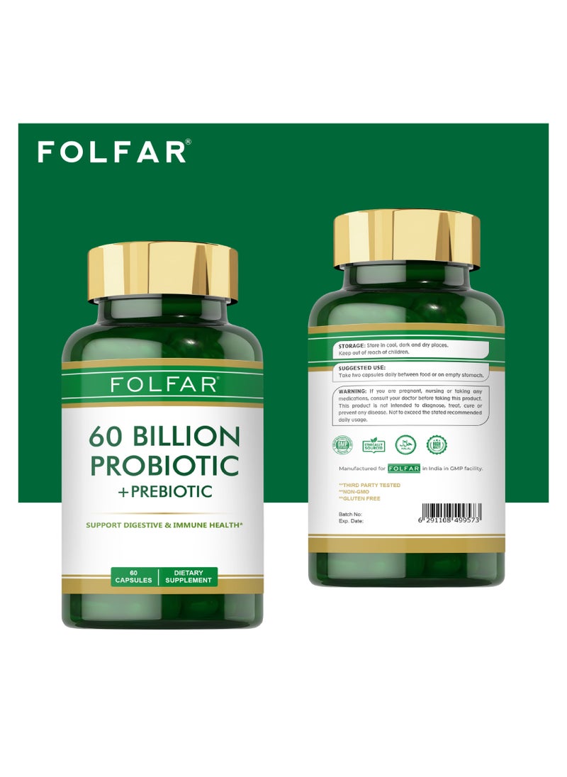 Folfar 60 Billion Probiotic Cfu with Prebiotic Blend - 60 Capsules  - Image 3