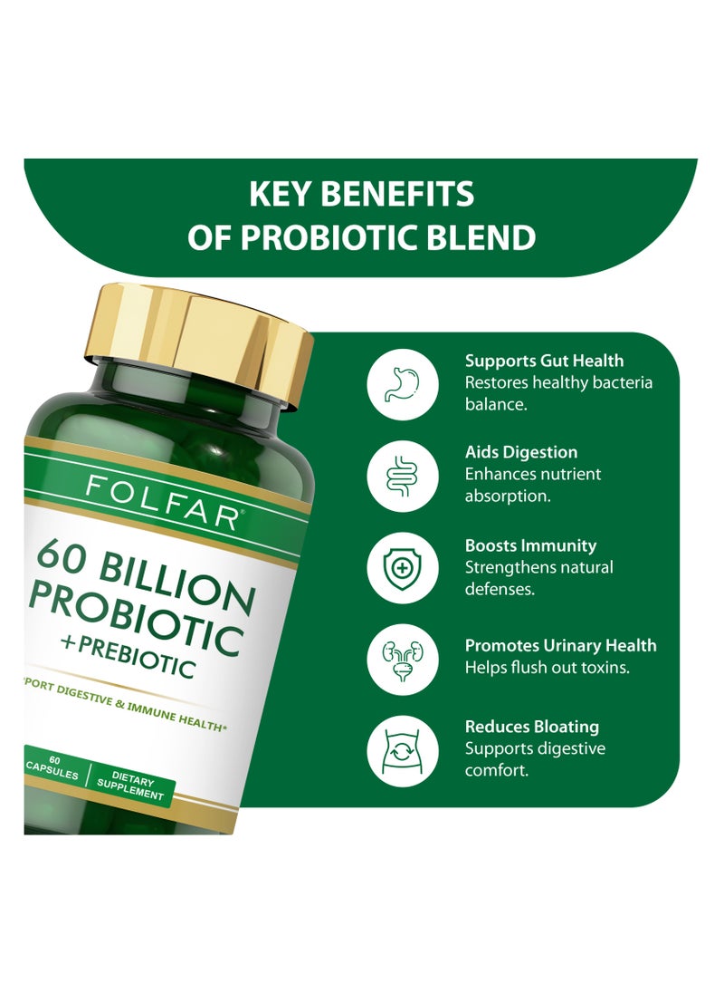 Folfar 60 Billion Probiotic Cfu with Prebiotic Blend - 60 Capsules  - Image 4