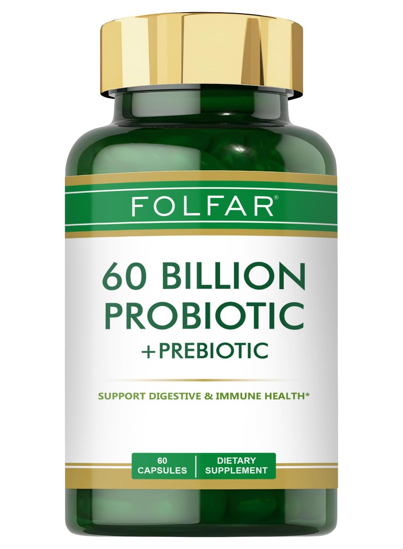 Folfar 60 Billion Probiotic Cfu with Prebiotic Blend - 60 Capsules - Image 1