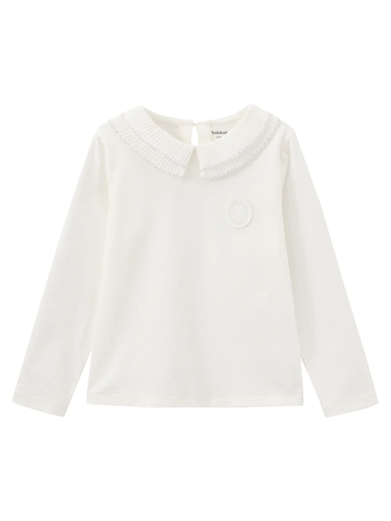 Kids Girls Lapel long sleeve T-shirt