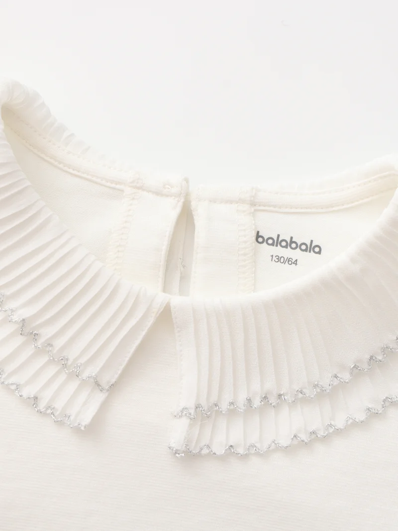 Balabala White Kids Girls Lapel long sleeve T-shirt for Women | Best Price UAE