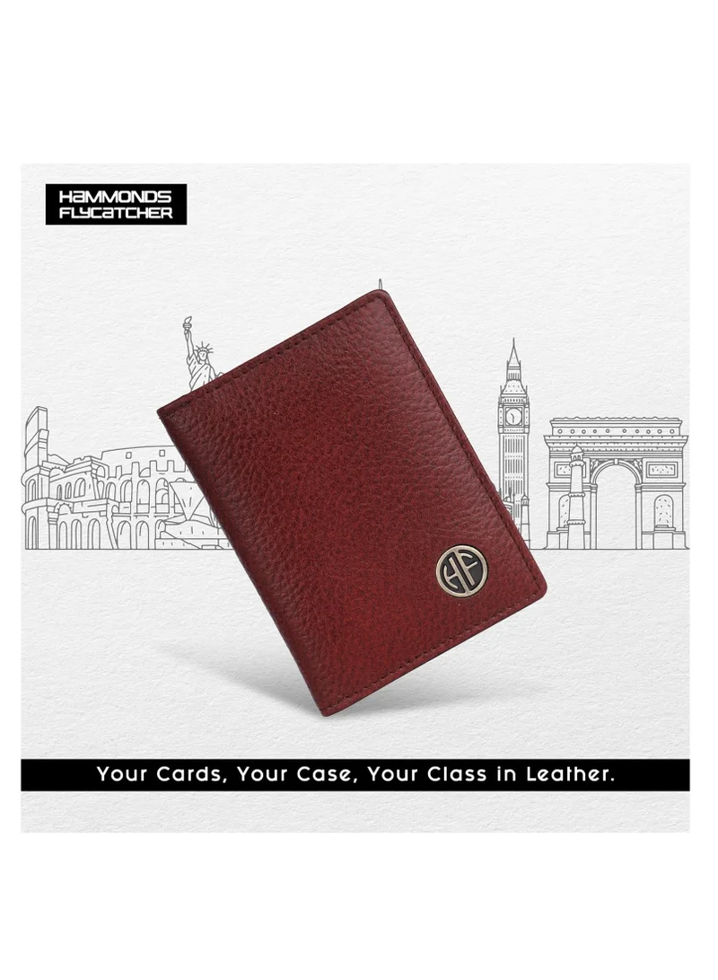 HAMMONDS FLYCATCHER Leather Card Holder for Men, Credit Card Holder, Slim Bi-Fold RFID Protected Credit Card Wallet for Men with 6 Card Slots, Metal Snap Button - Brown | 3882