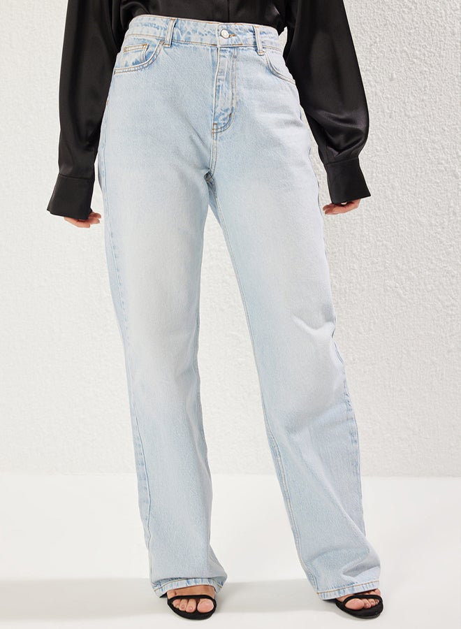 trendyol Light Blue Low Waist Wide Leg Jeans - Image 3